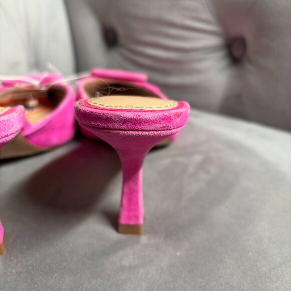 Gianni Bini Pink Suede Pointed Toe Buckle Heeled Mules – Women’s 6.5 - Picture 7 of 8